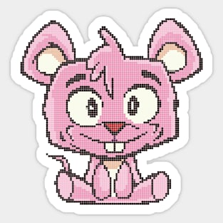 Pink Pixel Bear - low-bit graphics - gift idea Sticker